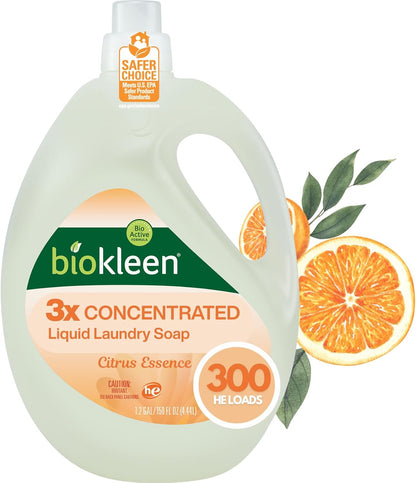Biokleen Natural Laundry Detergent Liquid - 300 Loads- Eco Friendly Concentrated Plant Based Safe