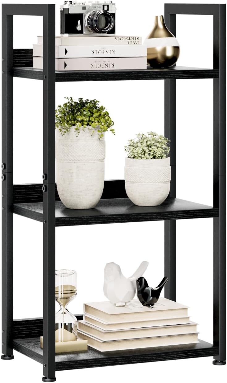 NUMENN Narrow Bookshelf, 3 Tier Bookshelves, Home Office Bookcase Shelf Storage Organizer, Free