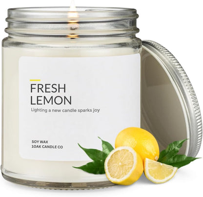 1OAK Soy Wax Fresh Lemon Candle - Citrus Candles for Home, Kitchen, & Summer - Fruity Candles