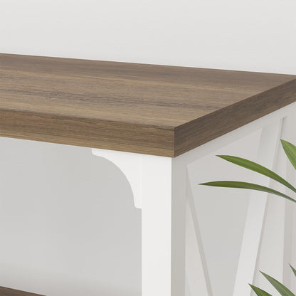 LVB Farmhouse Entryway Table, Industrial Wood Sofa Table with Storage Shelf, Modern Console Tables