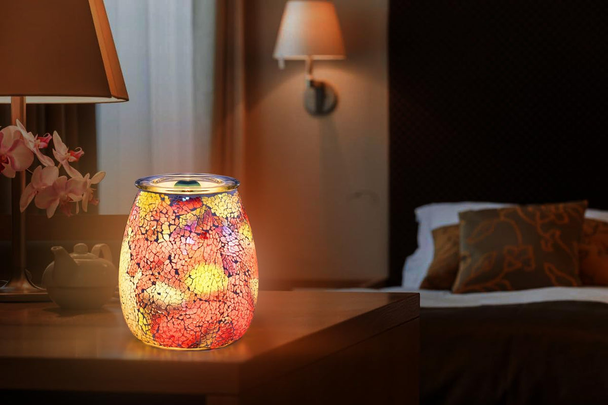 Dicimi Seven Color Mosaic Candle Heater, Glass Wax Melt Heater, Electric Fuel Burner - Incense Wax