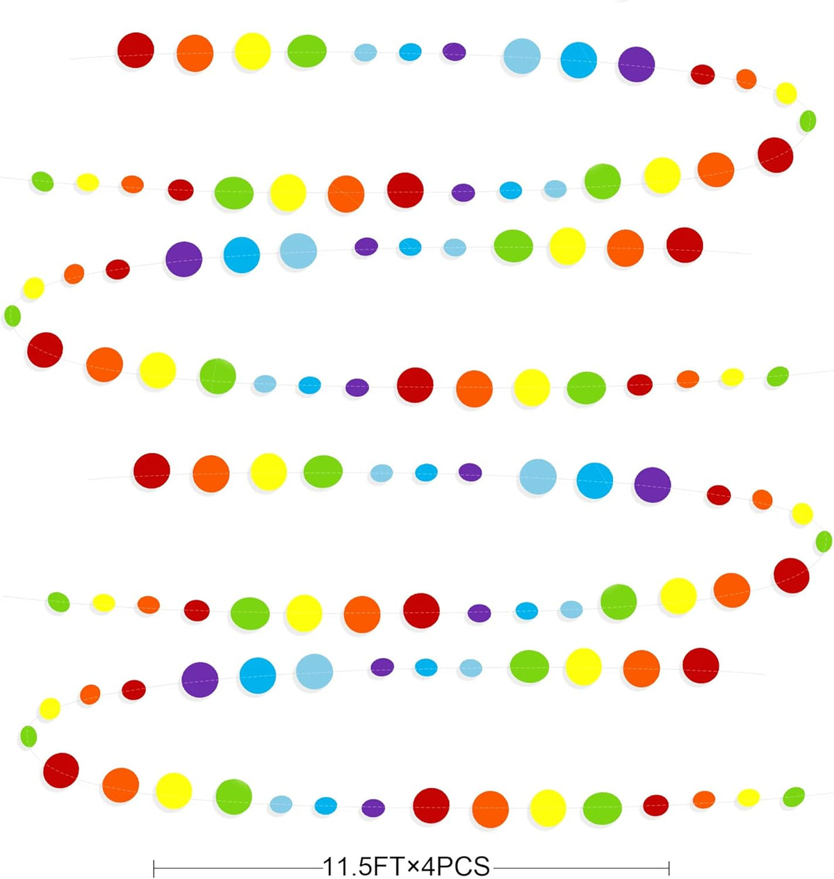 46Ft Rainbow Garland Colorful Circle Dots Hanging Paper Streamer Backdrop Multi Color Polka Dot