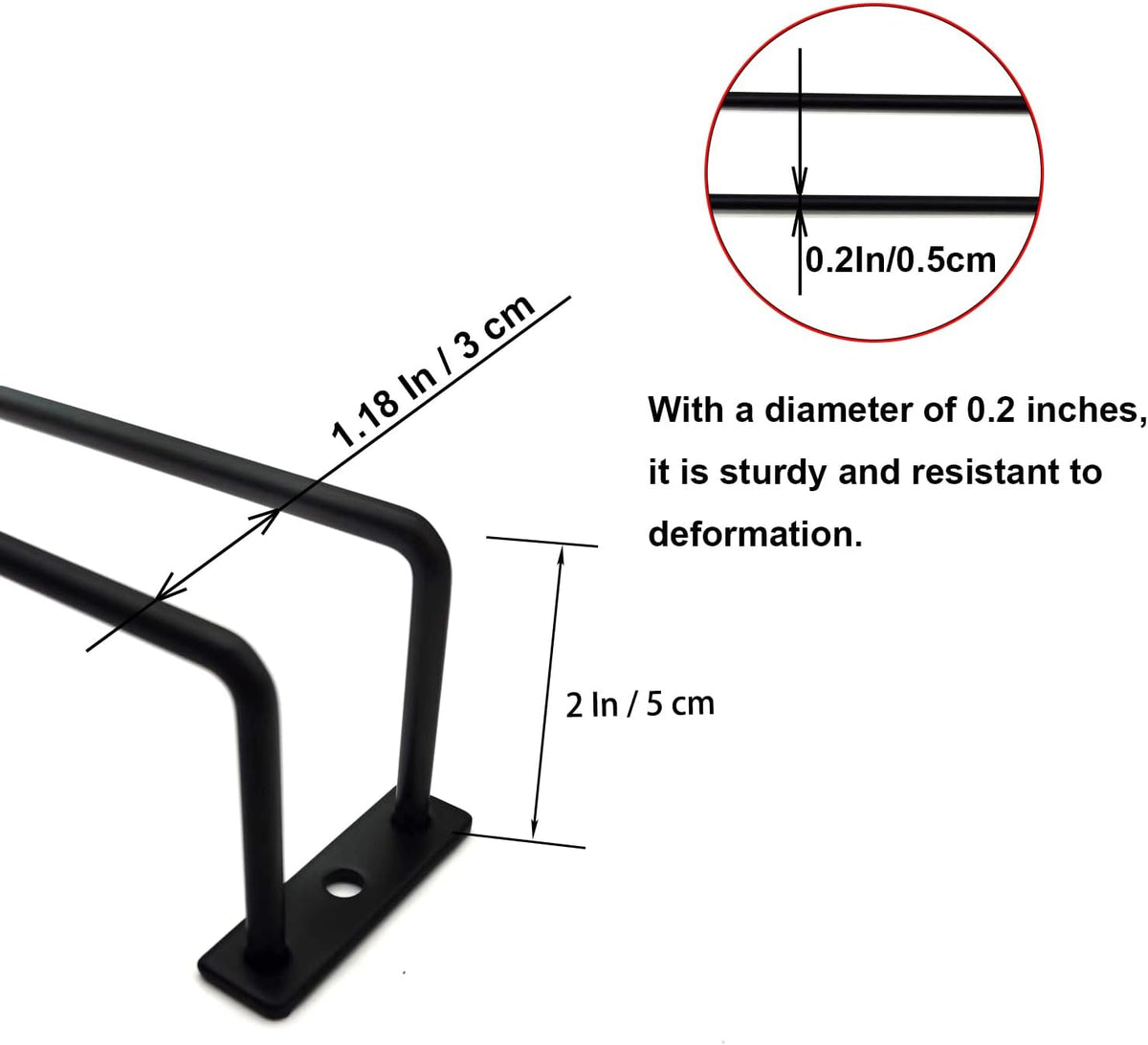 7 Inch Black Wine Glass Rack, Under Cabinet Wine Glass Holder, Wine Glass Hangers Under Shelf