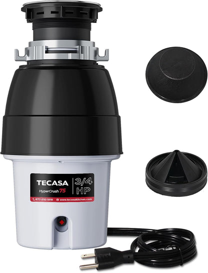 3/4 HP Corded Garbage Disposal for Kitchen Sinks, TECASA Continuous Feed Food Waste Disposer, Sound