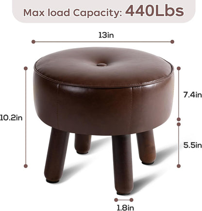 Small Foot Stool Ottoman, Round Pouf Foot Rest, Footstool Ottomans with Rubber Legs Under Desk