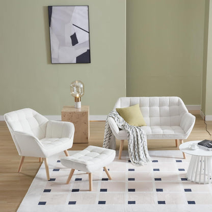 48”Small Loveseat Sofa, Modern Sherpa Upholstered Mini Couch 2-Seater Fluffy Love Seat with