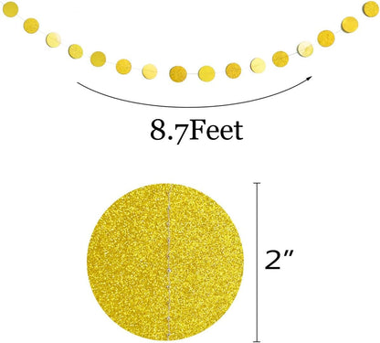 6 Pcs Glitter Gold Paper Circle Dots Garland Party Hanging Decorations Birthday Party Bachelorette