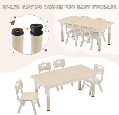 Kids Study Table and Chairs Set, Height Adjustable Toddler Table and Chair Set for Kids Ages 3-8