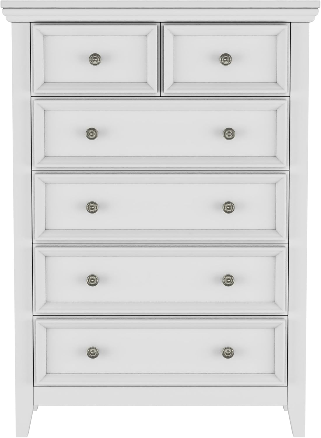 BLANKSPACE White Farmhouse Dresser, 6 Chest Drawer Dresser for Bedroom, Large Capacity Nightstand