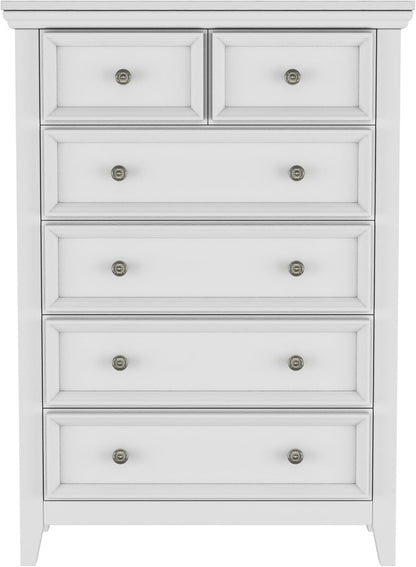 BLANKSPACE White Farmhouse Dresser, 6 Chest Drawer Dresser for Bedroom, Large Capacity Nightstand