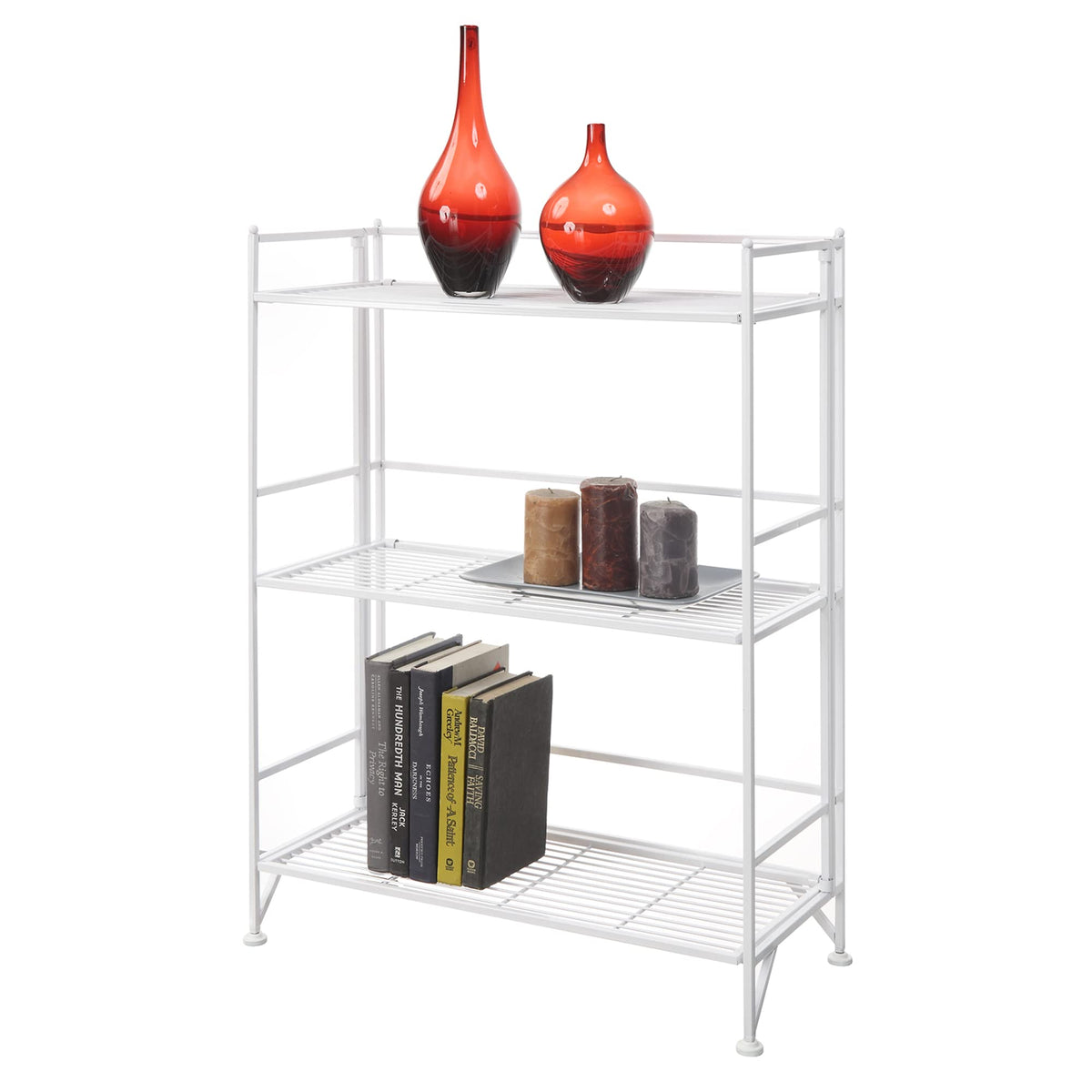 Convenience Concepts Xtra Storage Shelves - 3-Tier Wide Folding Metal Storage Shelves, Closet