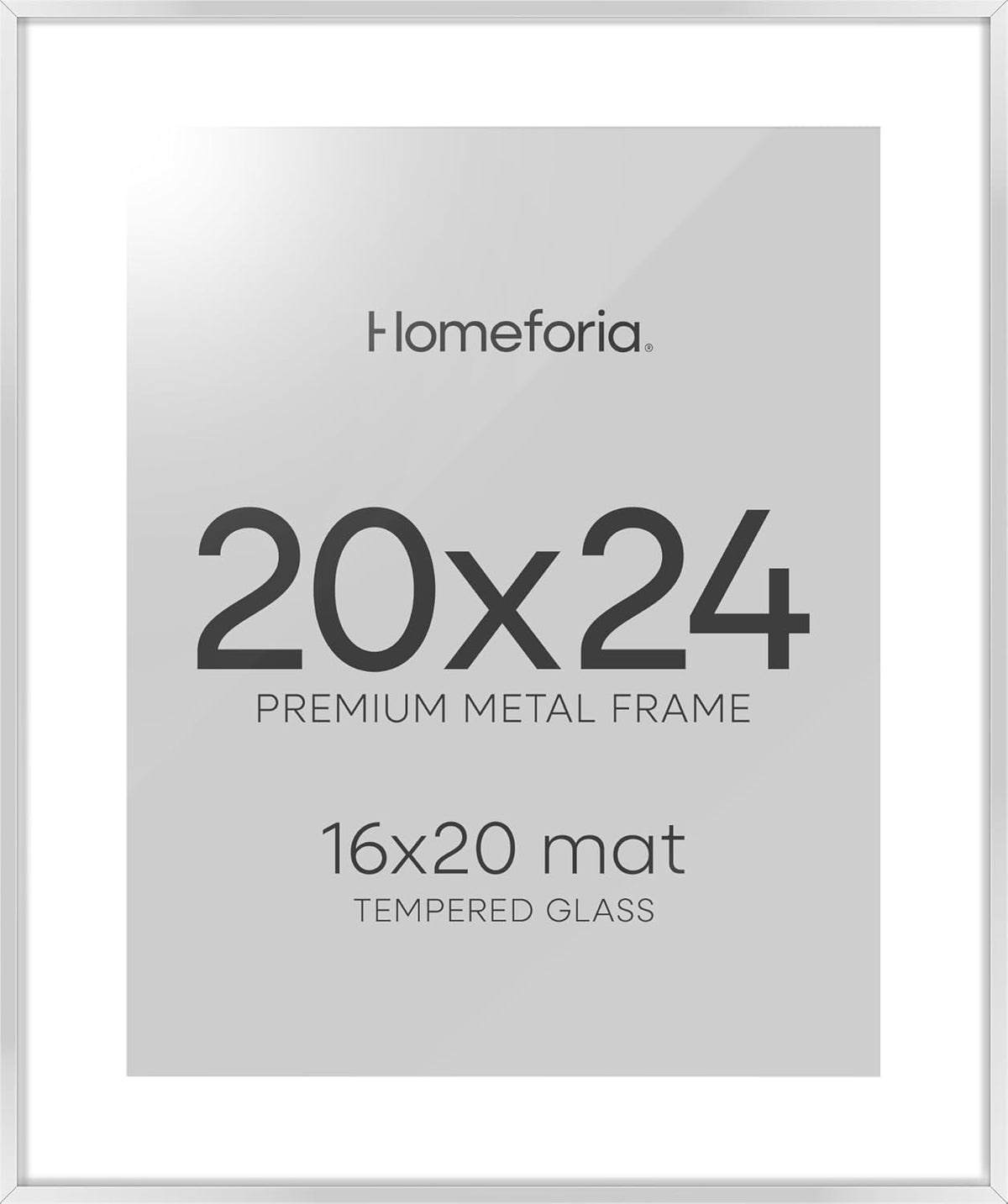 Homeforia 20x24 Picture Silver Frame, High End Metal 20 x 24 Poster Frames with Mat 16 by 20 for