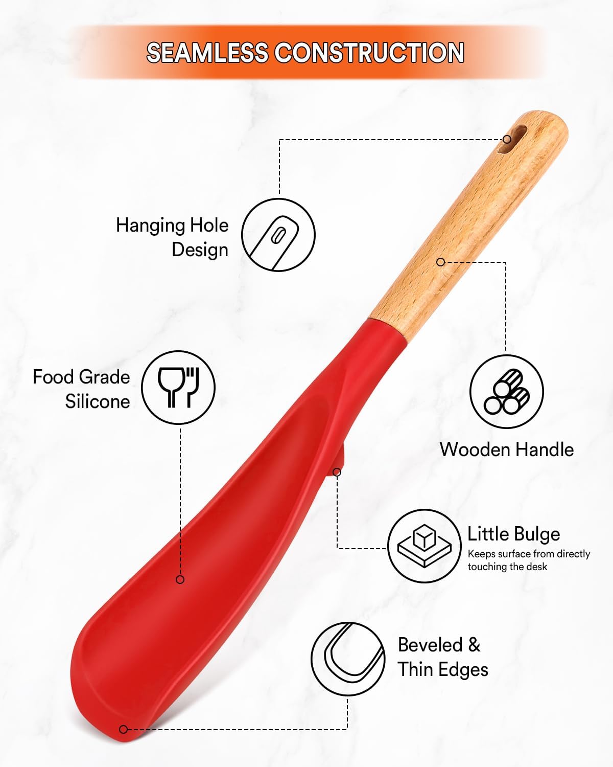 Cooking Spoon for Nonstick Cookwares, Great for Cooking and Serving Sturdy BPA-Free Matte Silicone