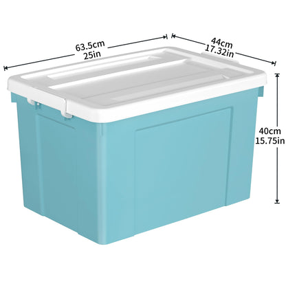 Cetomo Lidded Storage Bin with Handle, Tote Organizing Container with Wheels, Lid and Secure