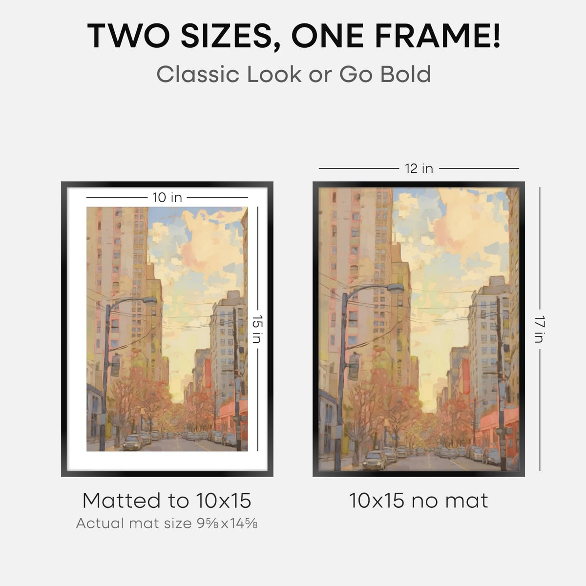Homeforia 12x17 Picture Frame Black, High End Metal 12x17 Poster Frames with Mat 10x15 for Photo