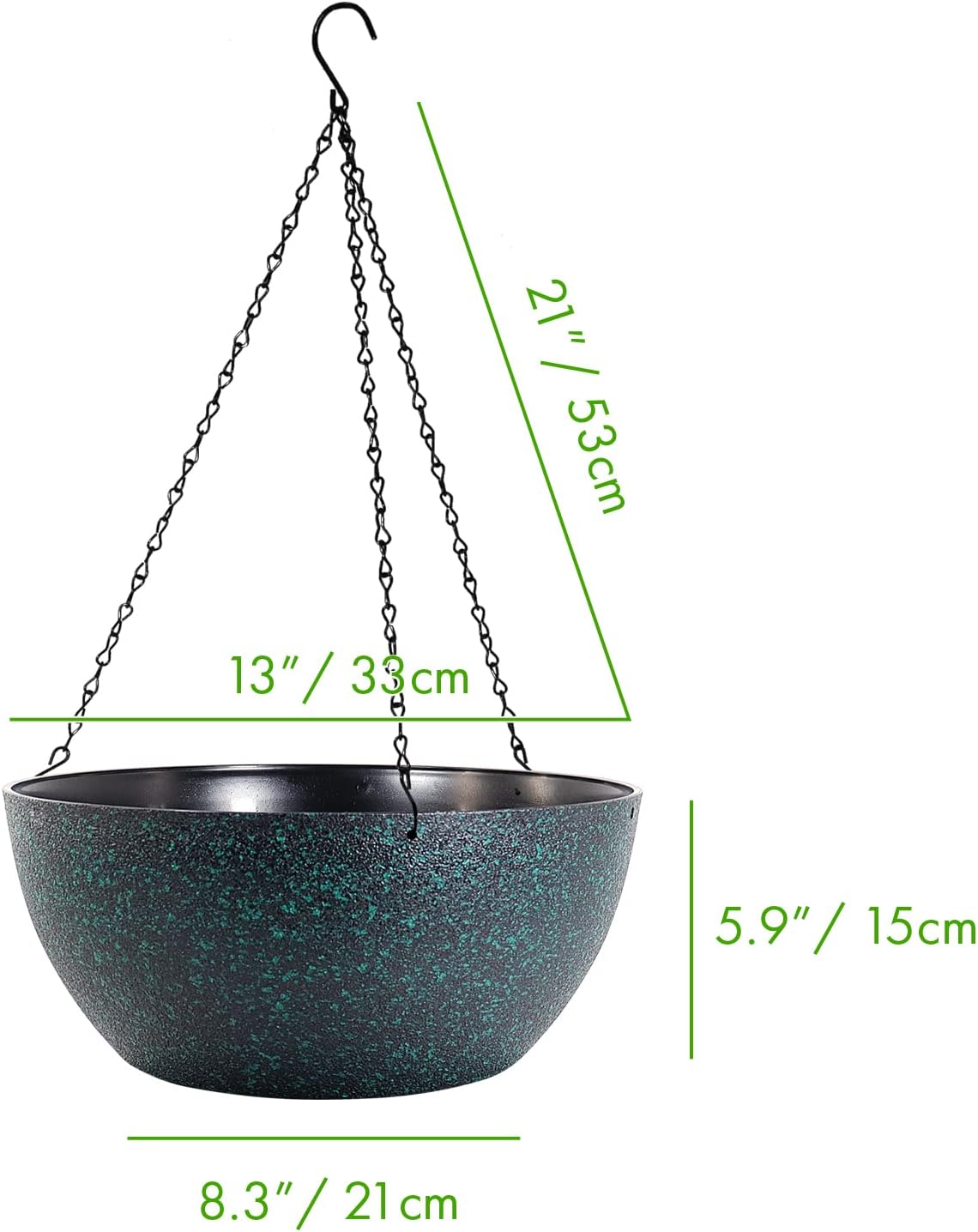 WOUSIWER 13 inch 2 Pack Large Hanging Planters for Indoor Outdoor Plants with Drainage Holes and