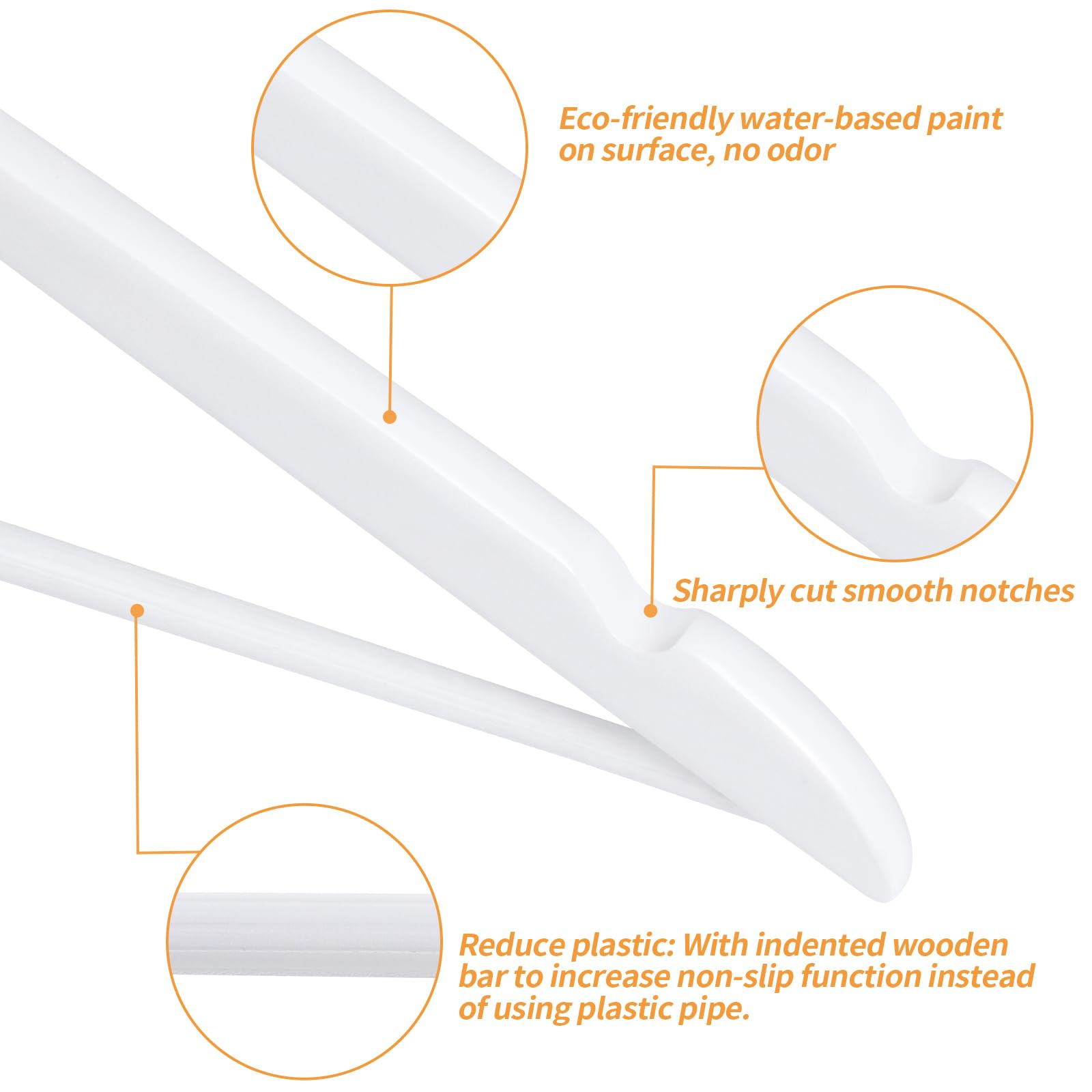 Amazon Basics Wood Suit Clothes Hangers for Closet Organizer, White, 30-Pack