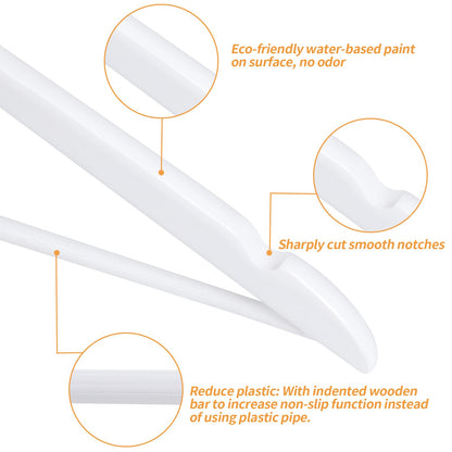 Amazon Basics Wood Suit Clothes Hangers for Closet Organizer, White, 30-Pack