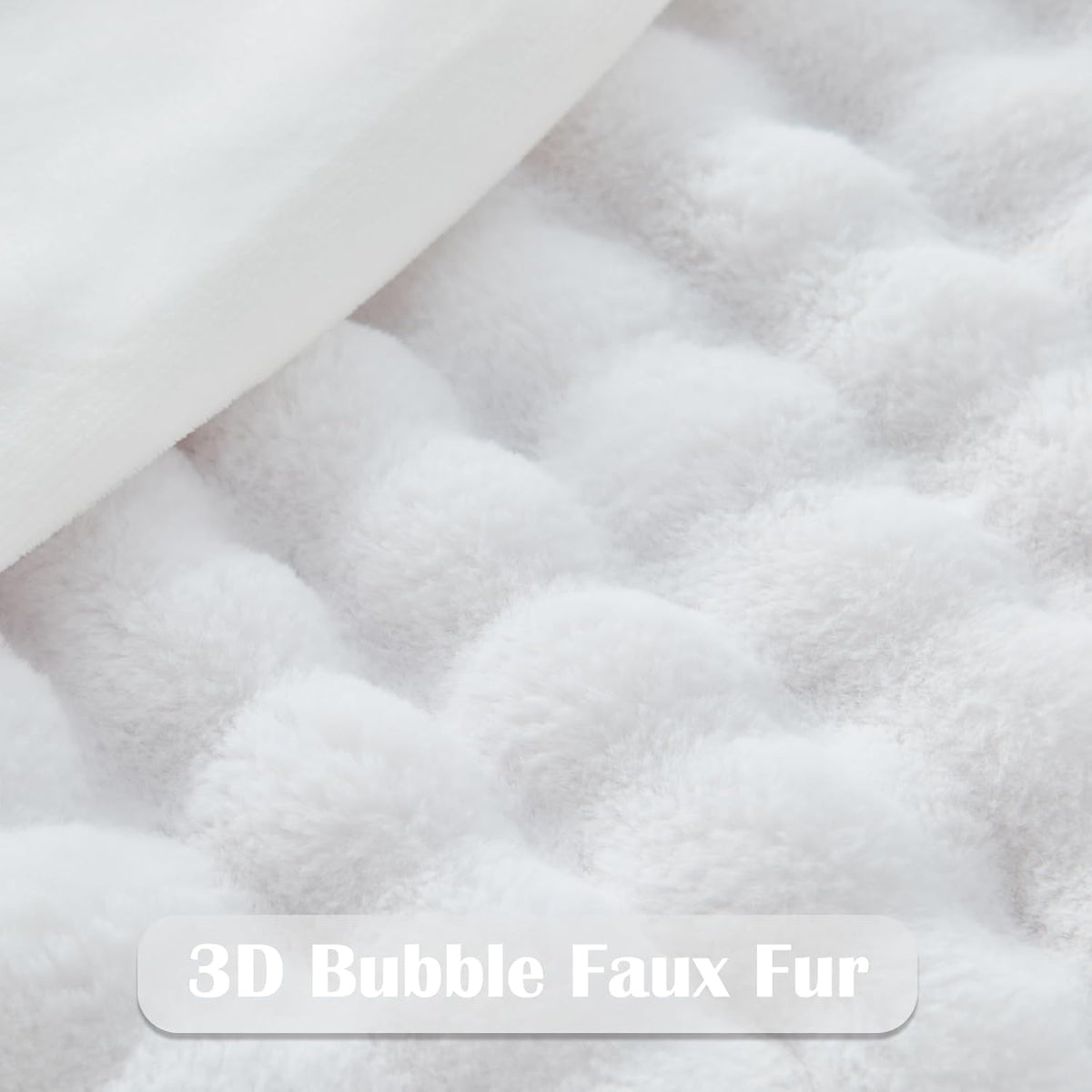 NEWCOSPLAY Faux Fur Twin Blanket White Bubble Blanket Thick Warm Soft for Couch Sofa Bed 550GSM