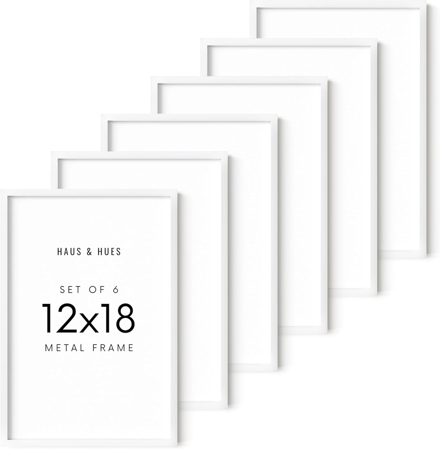 HAUS AND HUES 12x18 White Metal Picture Frames - Features Premium Aluminum, Vertical & Horizontal