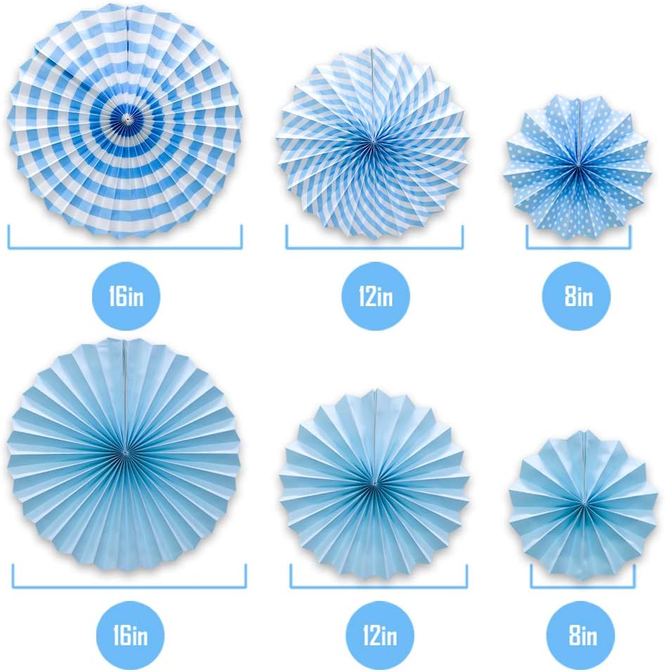Hanging Paper Fans Party Set, Round Pattern Paper Garlands Decoration for Birthday Baby Boy Shower