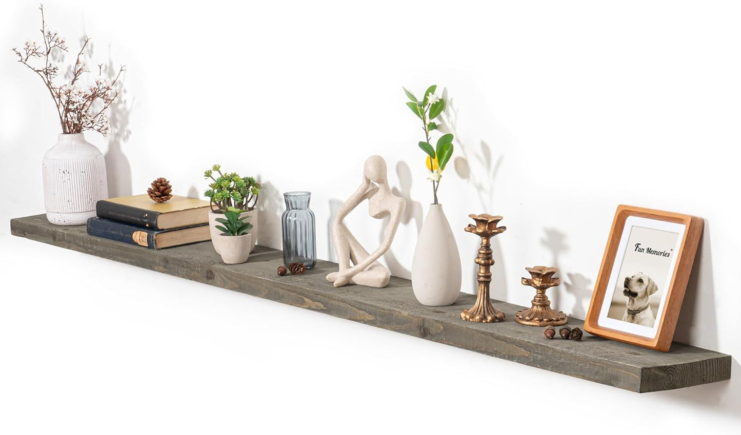 Fun Memories Floating Shelves for Wall Dec, 72"x8" Rustic Reclaimed Wood Shelves, Heavy-Duty Wall