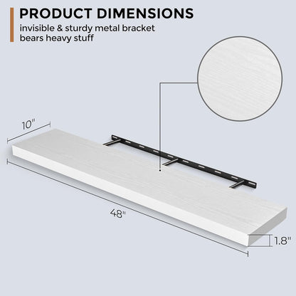 Floating Shelves - 10.3 Inch Deep Wall Shelf for Decor & Storage - Wall Mounted Display Shelving