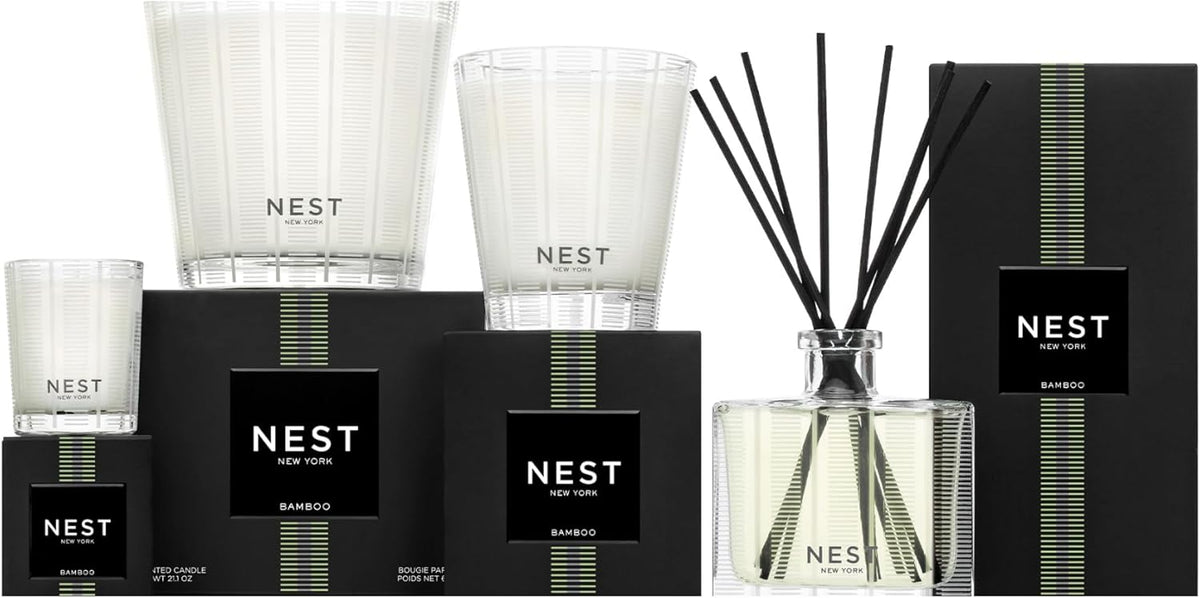 NEST New York Scented Classic Candle, Bamboo - 8.1 oz - Up to 60-Hour Burn Time - Reusable Glass