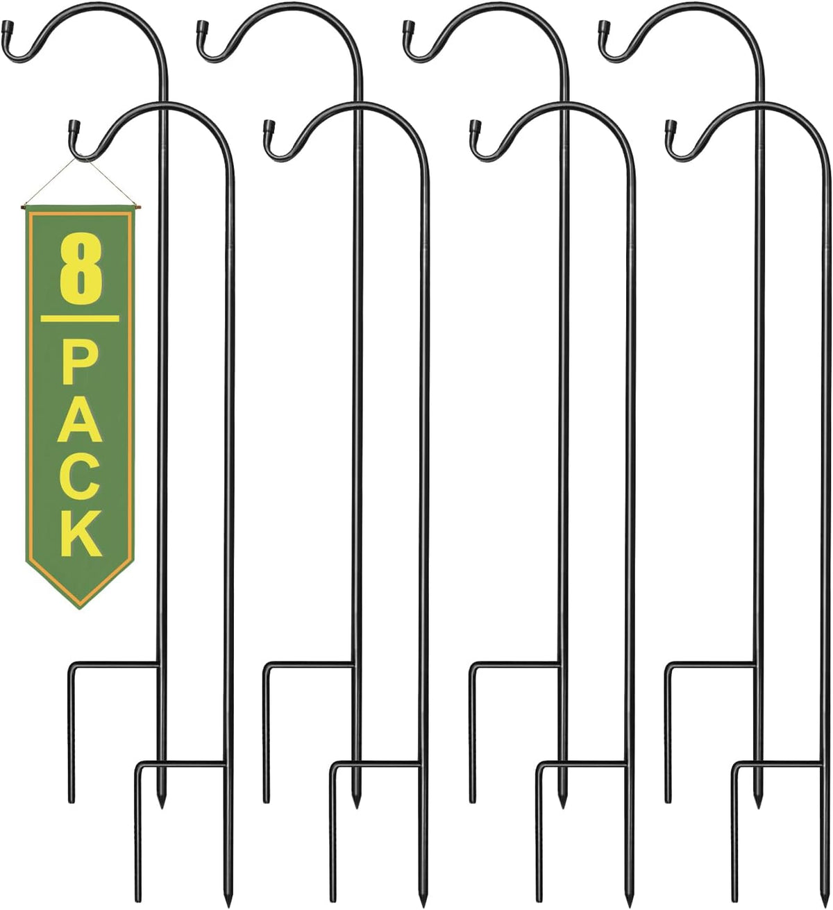 Sorbus Shepherds Hooks for Outdoor - Set of 8 Extendable Garden Planter Stakes for Bird Feeders