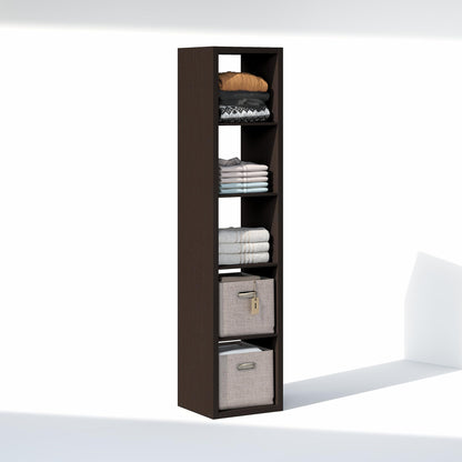 Furinno Cubic Extra Thick 5-Cube Closet Organizers and Storage, Dark Oak