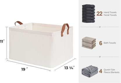 StorageWorks Storage Bins, Fabric Storage Bins for Shelves, Extra Large Storage Baskets with Metal