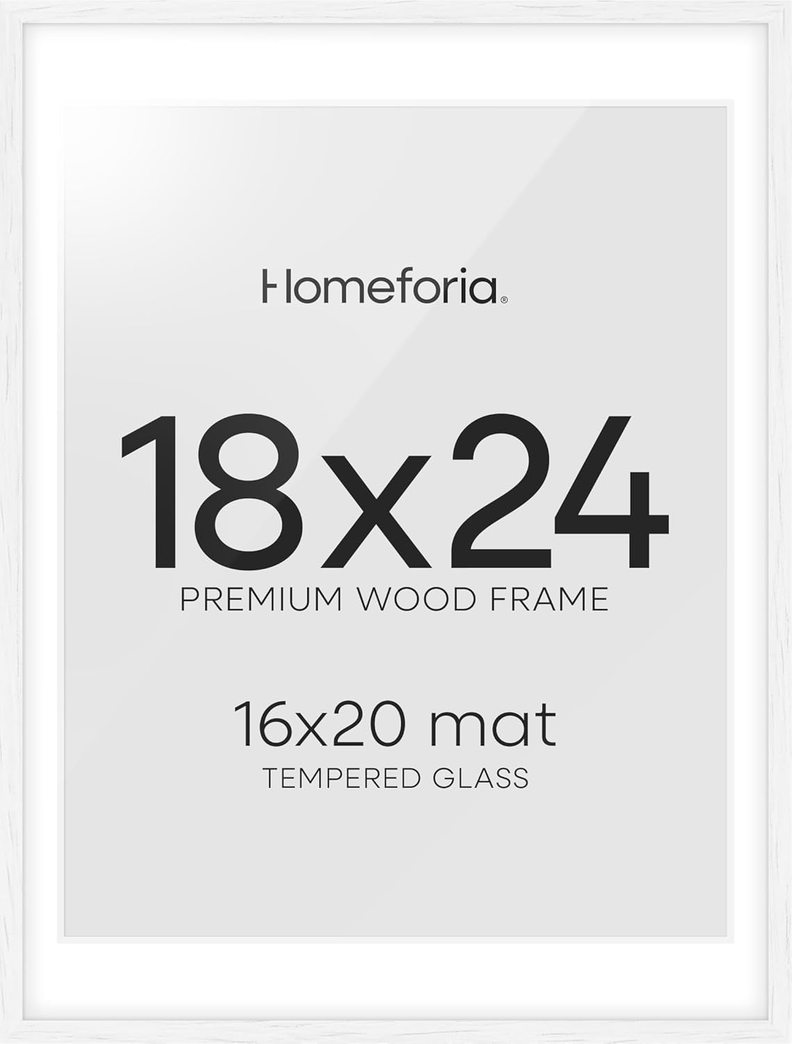 Homeforia 18 x 24 Poster Frame White, High End Oak 18x24 White Wood Picture Frame with Mat 16x20