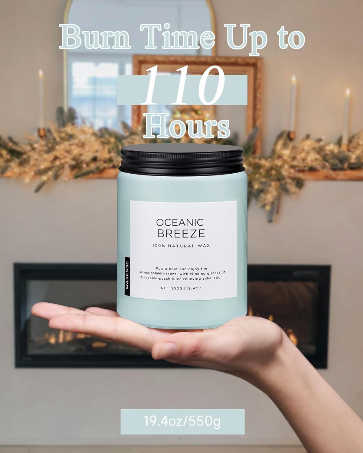M&SENSE Candle Oceanic Breeze Scented, 19.4oz 110 Hour Long Lasting 2 Wick Pineapple & Mango Scent