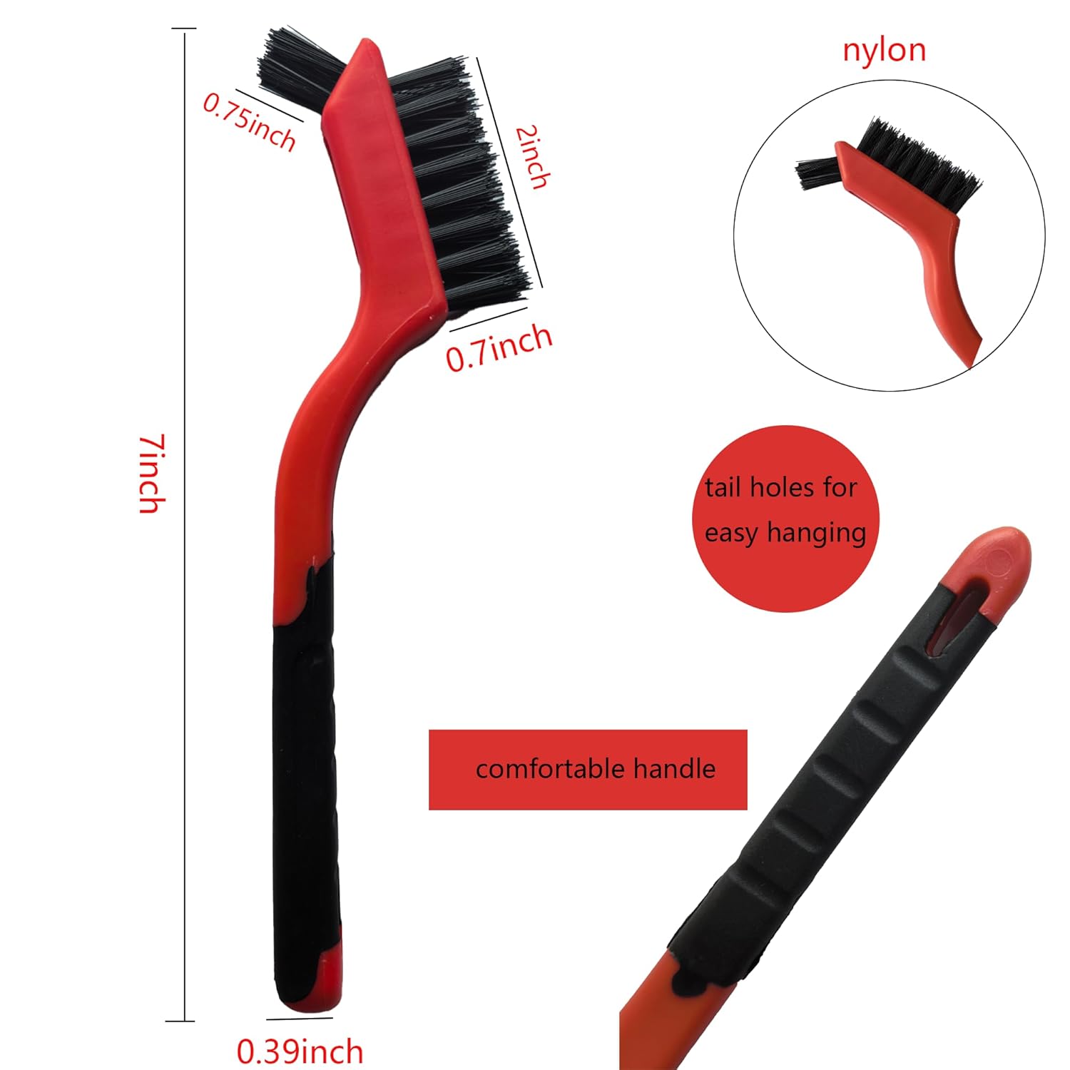 6-Pack Nylon Cleaning Brushes - Non-Scratch Nylon Bristles for Delicate Surfaces & Daily Cleaning |
