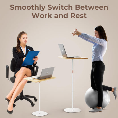 Portable Laptop Floor Stand, Bedside/Sofa Table with Height Adjustable 18''~47'', Stylish Movable
