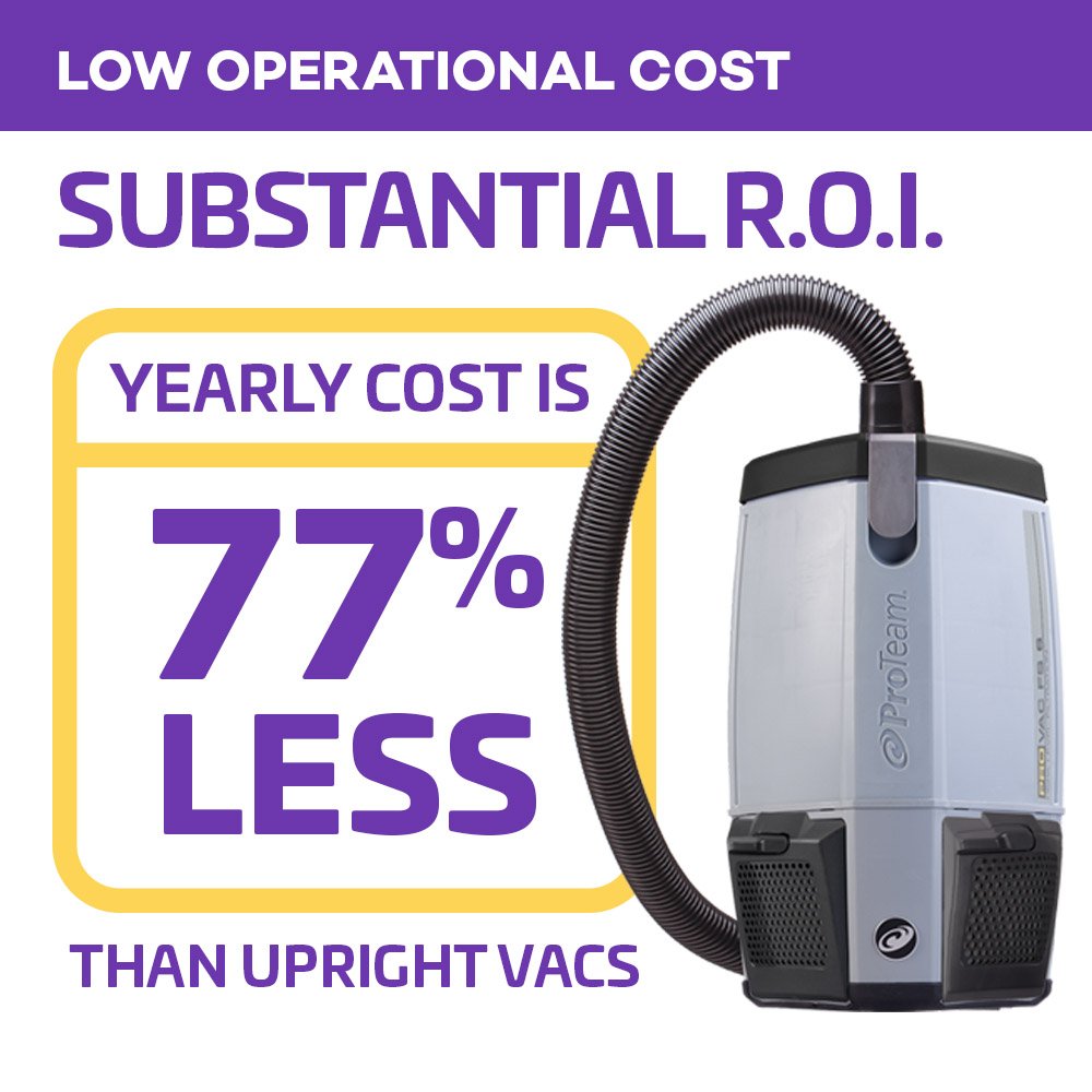 ProTeam Backpack Vacuums, ProVac FS 6 Commercial Backpack Vacuum with HEPA Media Filtration and
