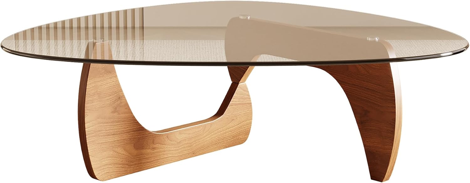 Honyee Morden Coffee Table, 42.5" x 28.5" x 16.1" Triangle Tempered Glass Top for Living Room