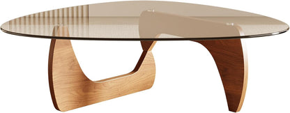 Honyee Morden Coffee Table, 42.5" x 28.5" x 16.1" Triangle Tempered Glass Top for Living Room