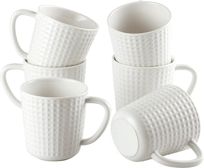 Ceramic Coffee Mugs 15 oz, Large Waffle Embossed Mug Set, Coffee Cups for Latte, Cappuccino, Cocoa