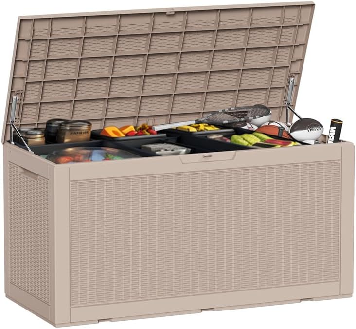 DRATO 100 Gallon Large Deck Box, Outdoor Storage Box for Patio Furniture, Patio Cushions, Gardening