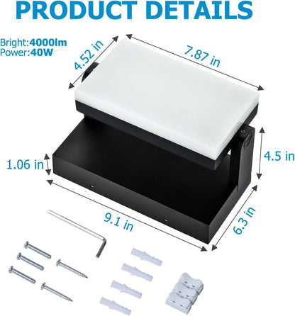 Motion Sensor Outdoor Wall Pack Lights,40W Acrylic LED Porch Lights 360 °Rotation,Waterproof