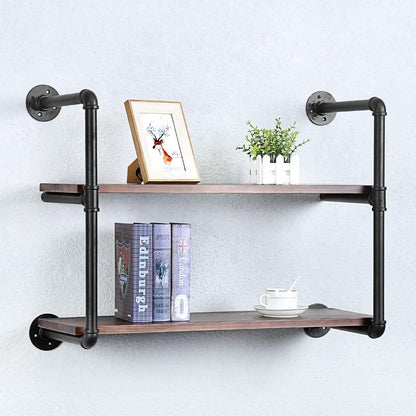 Industrial Pipe Shelving Wall Mounted,30in Rustic Metal Floating Shelves,Steampunk Real Wood Book