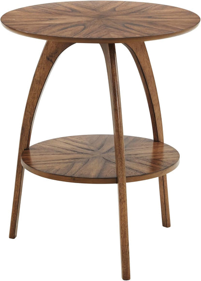 Martin Svensson Home Round Wood Nutmeg Brown Living Room End Side Accent Table Nightstand with