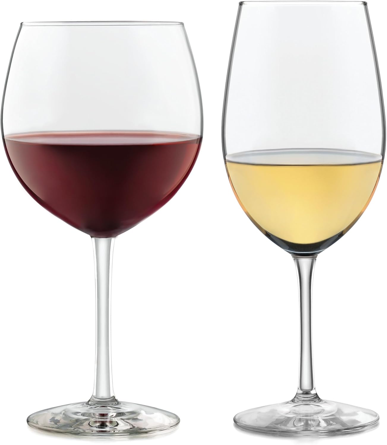 Libbey Vineyard Reserve Wine Glass Set of 12, Red and White Clear Wine Glasses, Merlot, Bordeaux