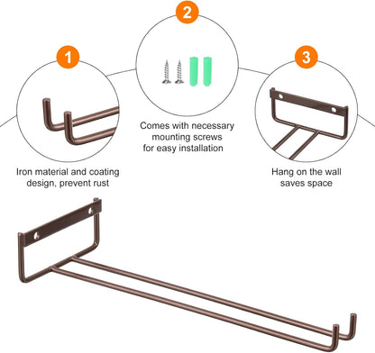 uxcell 5Pcs Wine Glass Rack, 11.02 Inch Iron Wine Glasses Rack Under Cabinet Stemware Rack - Wall