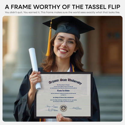 Homeforia 11x14 Diploma Frame Black Wood, High End Black Oak 11 x 14 Certificate Frames with Mat