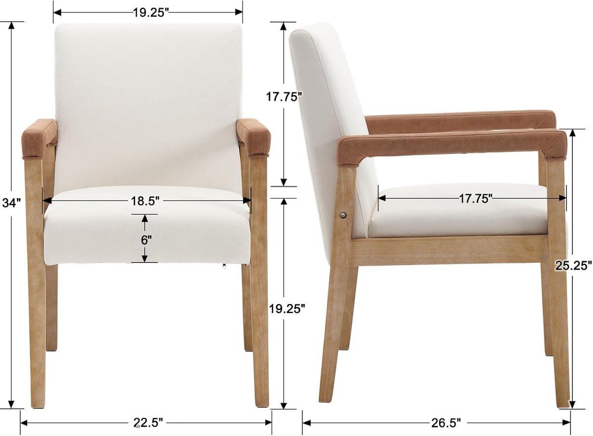 Kmax Modern Dining Chairs Set of 4 Linen Fabric Kitchen Arm Chairs Upholstered Accent Chairs with