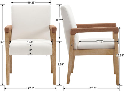 Kmax Modern Dining Chairs Set of 4 Linen Fabric Kitchen Arm Chairs Upholstered Accent Chairs with