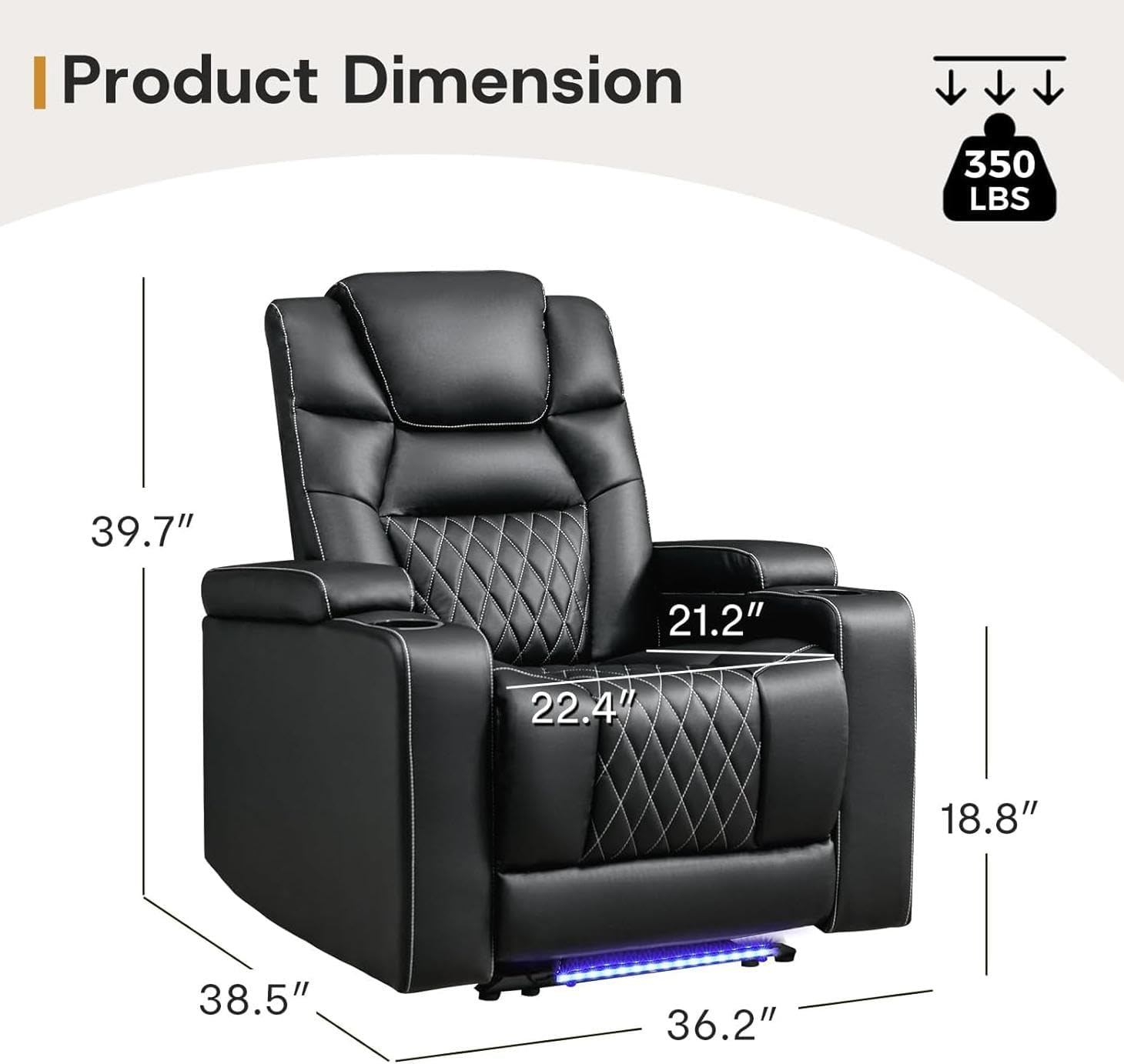 ANJ Power Home Theater Recliner Chair Set of 2, Electric Movie Theater Seating Reclining Chairs