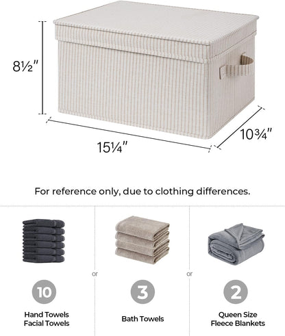 StorageWorks Large Storage Bins with Lids, Decorative Storage Boxes with Lid and Handles, Foldable